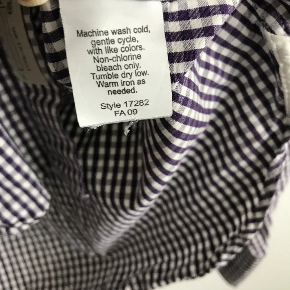 J CREW PURPLE SHIRT GINGHAM CHECK LONG SLEEVE POPLIN PREPPY MENS MEDIUM